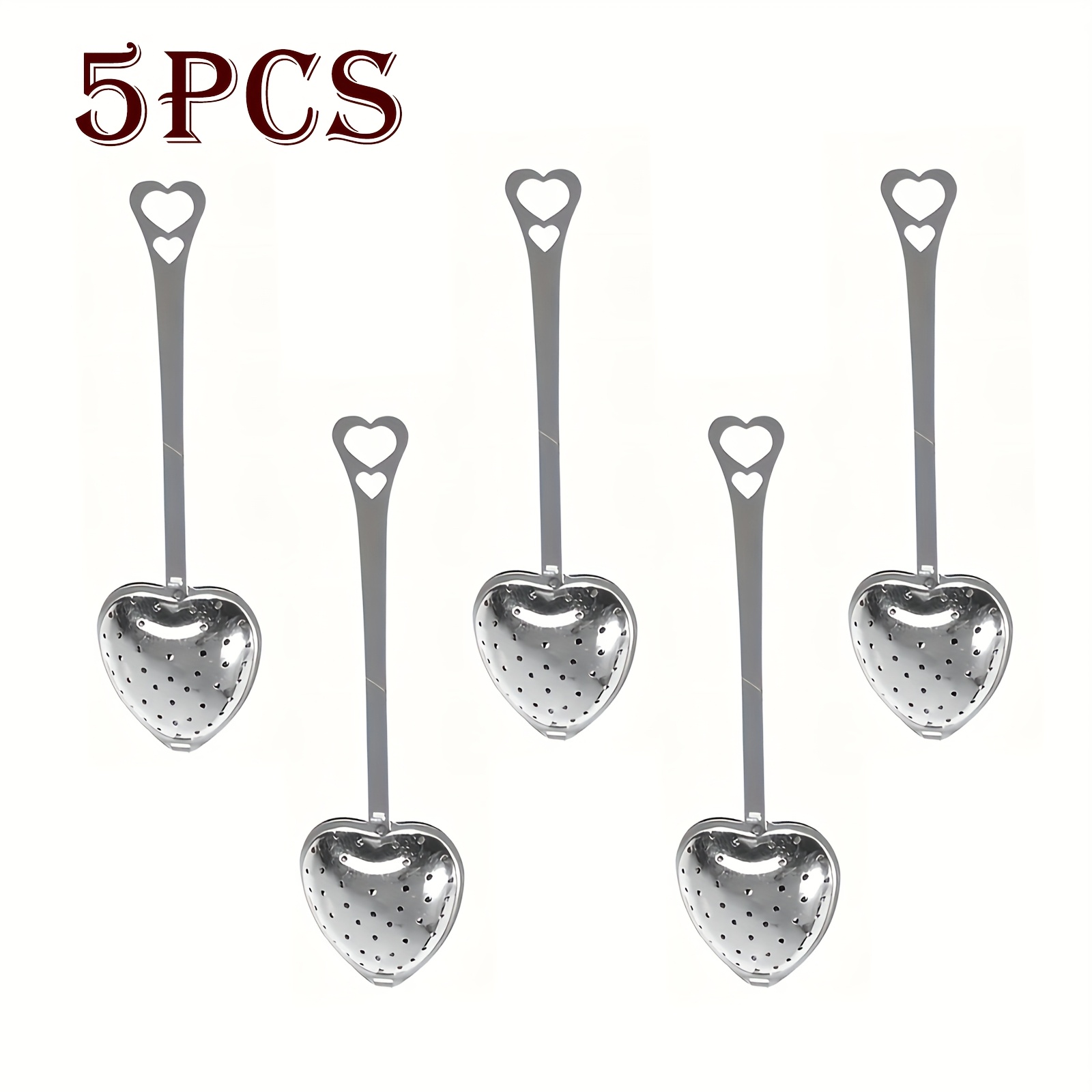 

5-pack Stainless -shaped Tea Strainers Mesh And Sturdy Handle - Ideal For , Herbal, And Spice - Easy To Filters For Kitchen And Dining