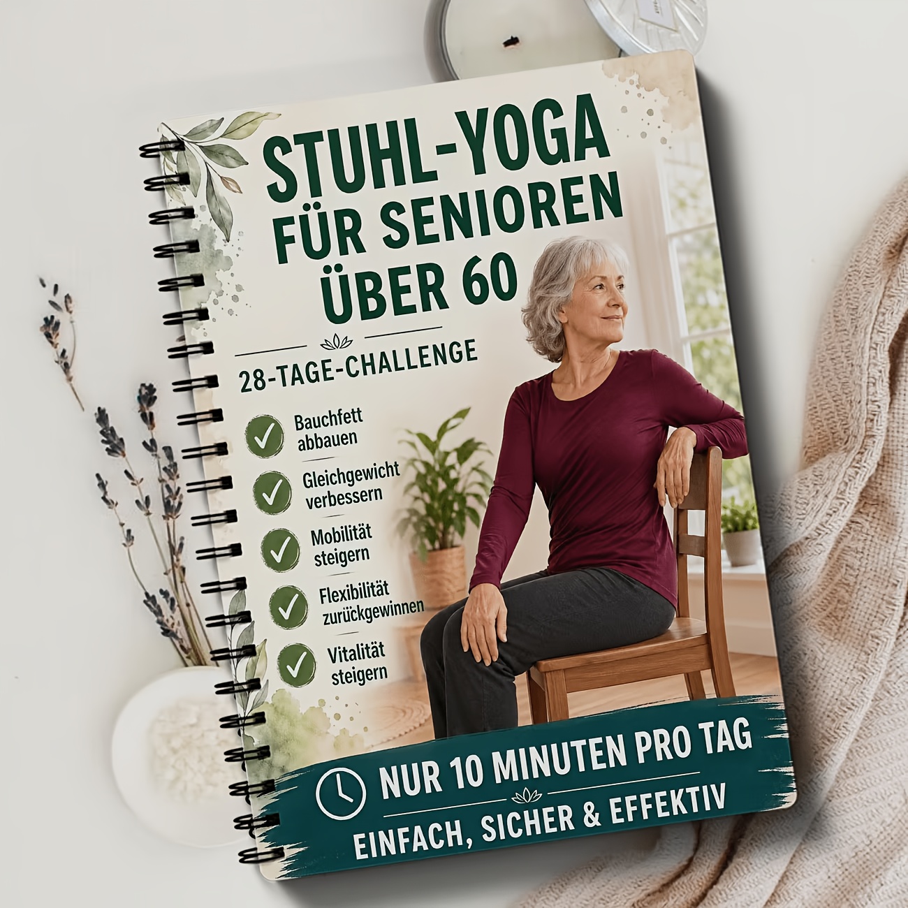 TEMU German Version - Chair Yoga Workout Plan, Sitting Routine With Guided Exercises, Progress Tracking, Flexibility, Mobility, And Strength Goals, ,