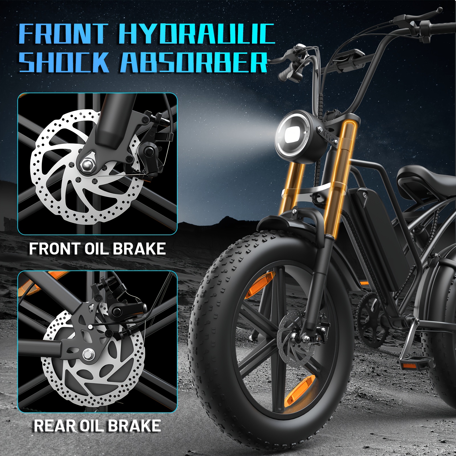 bicycle   with a 48 volt 500 watt motor 20 inch wide tires heavy duty design comfortable suspension     for adventure enthusiasts   performance and   Product details 2