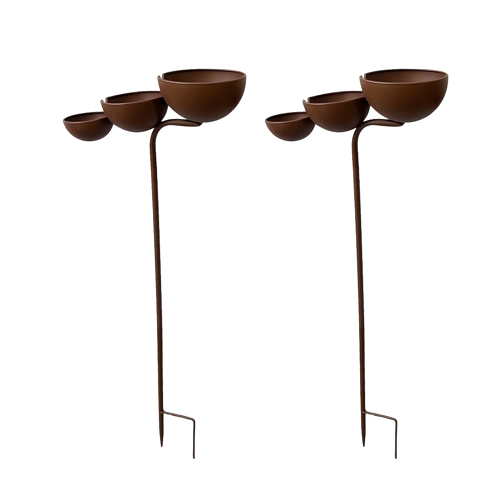 TEMU 2pcs Metal Bird Water With 3 Bowl-shaped Collectors, Which Serves As A Drinking Station For Small Birds, Bees, And Butterflies, Attracting
