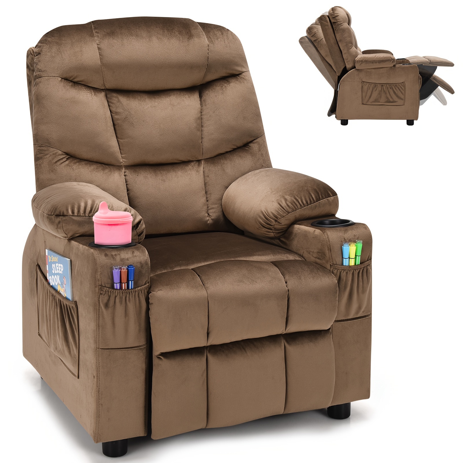 Girls' Pink Velvet Recliner Chair with Cup Holder & Storage Pocket - Heavy-Duty 300lb Capacity, Ergonomic Backrest & Armrests, Manual Recliner with Safety Belt - Modern Soft Cushioned Lounge Chair for Kids & Teens, Easy Assembly, Ideal for Bedroom, Living Room, Home Theater - Durable Wood Frame & Fabric, Ideal Gift for Girls 3-12 Years (Pink, Purple, Black, White, Grey Available), Lounge Chair for Teens, Comfortable Sitting, Playroom Seating, Stylish Recliner, Highcapacity Recliner, ' 8 Girls' Pink Velvet Recliner Chair with Cup Holder & Storage Pocket - Heavy-Duty 300lb Capacity, Ergonomic Backrest & Armrests, Manual Recliner with Safety Belt - Modern Soft Cushioned Lounge Chair for Kids & Teens, Easy Assembly, Ideal for Bedroom, Living Room, Home Theater - Durable Wood Frame & Fabric, Ideal Gift for Girls 3-12 Years (Pink, Purple, Black, White, Grey Available), Lounge Chair for Teens, Comfortable Sitting, Playroom Seating, Stylish Recliner, Highcapacity Recliner, ' - Image 8