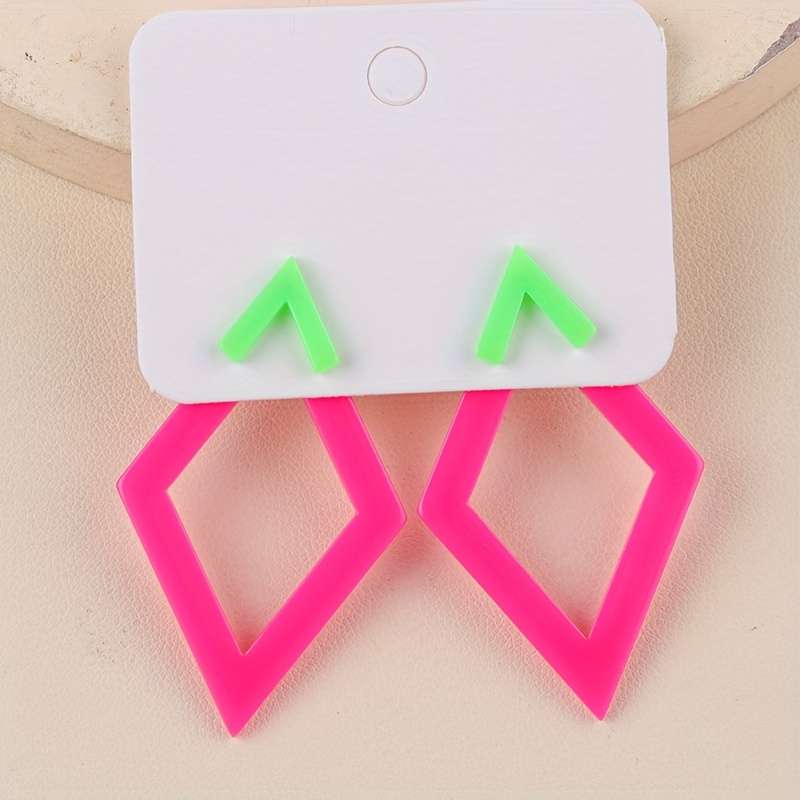 Image of 1 Pair Of European And American Double-layer Design Acrylic Fluorescent Earrings, Simple And Niche Fashionable Earrings For Women