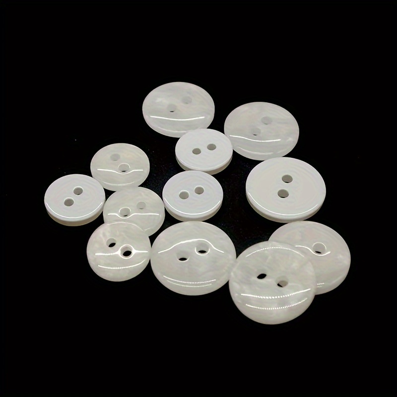 

50pcs White Resin Buttons For Sewing & Crafts - Dual-hole, Assorted Sizes 12.5mm & 15mm