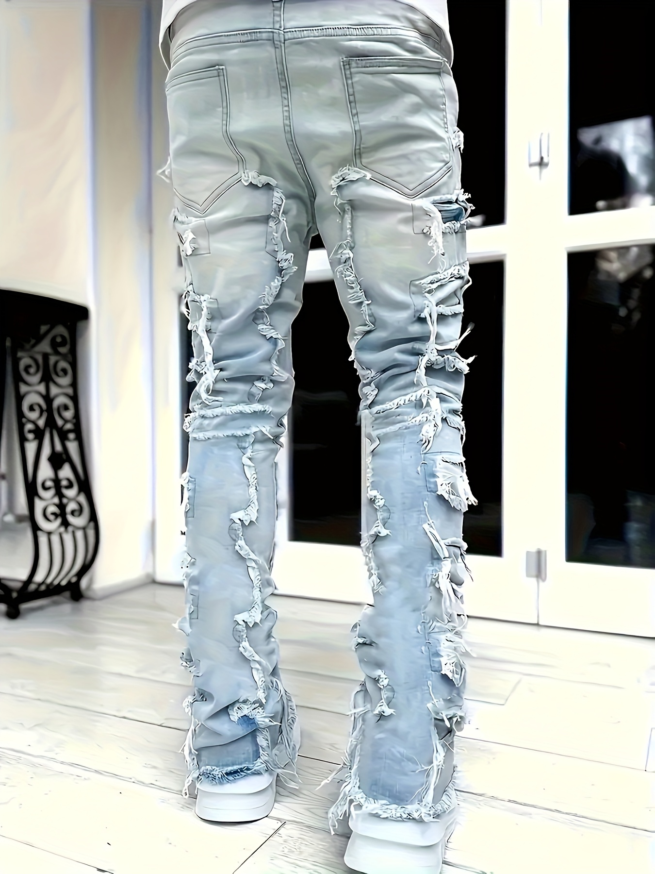 パンツ Seigeki emo design skinny denim pants Seigeki emo design skinny denim pants