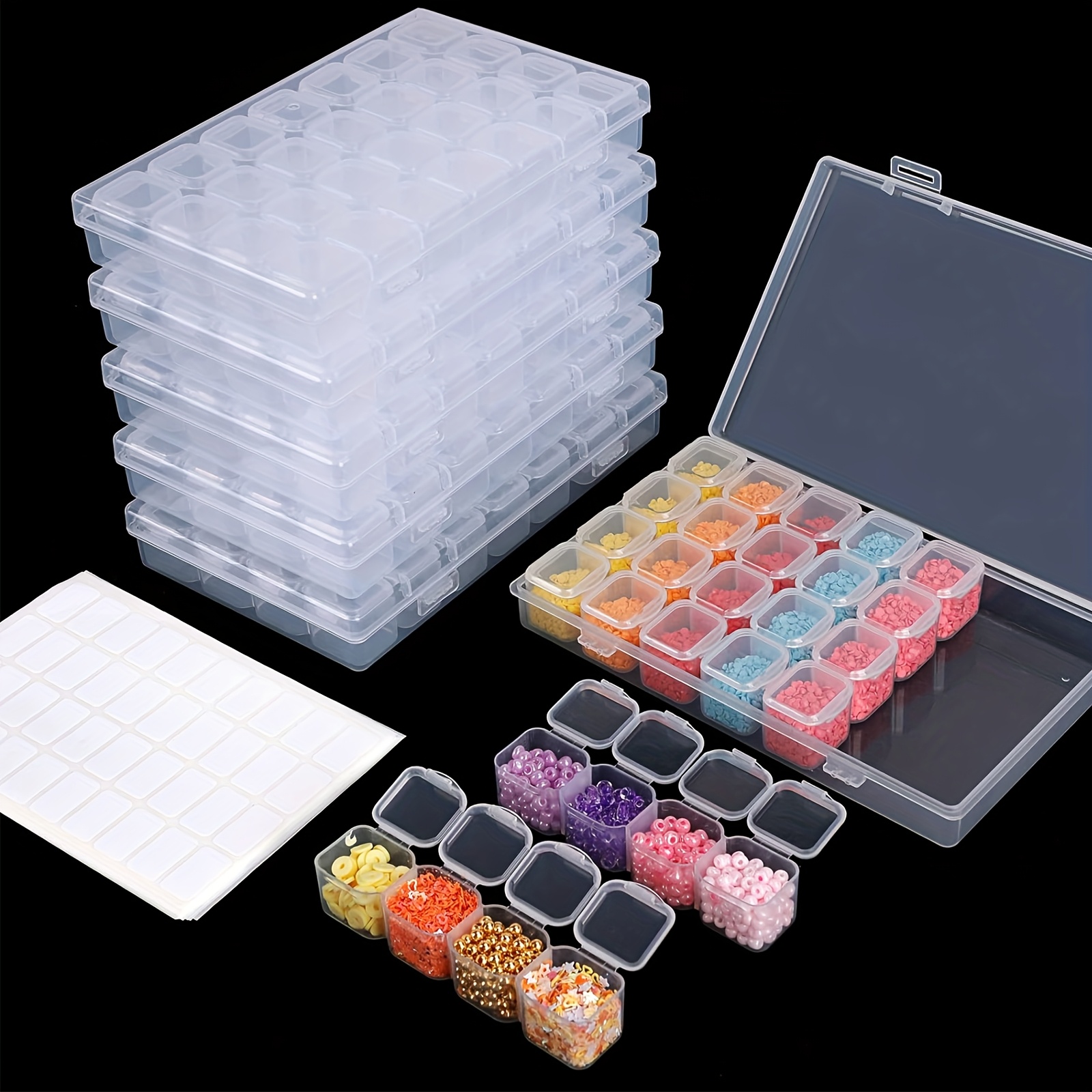 

Superlele 6pcs 168-slot 28-grid Diamond Painting Box Plastic Organizer, Bead Storage, With 10 Stickers Bag, Bead Organizer, Painting Box Plastic Organizer Embroidery Accessories Diy Art Crafts Storage