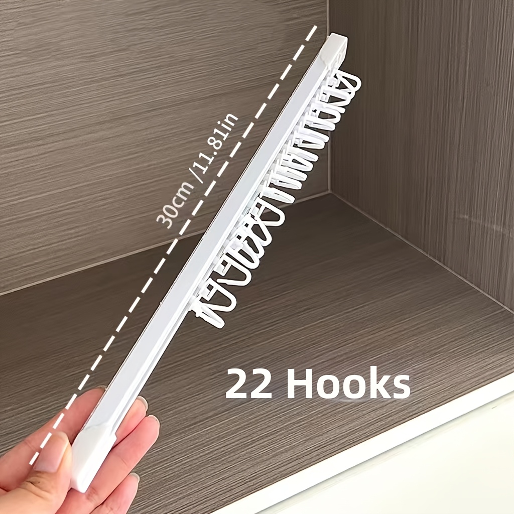 TEMU 1pc Pulley-style Multi-functional Auxiliary Hook With 22 Hooks, No Drilling Required, Can Hang Keys/hair Ties/rubber Bands/data