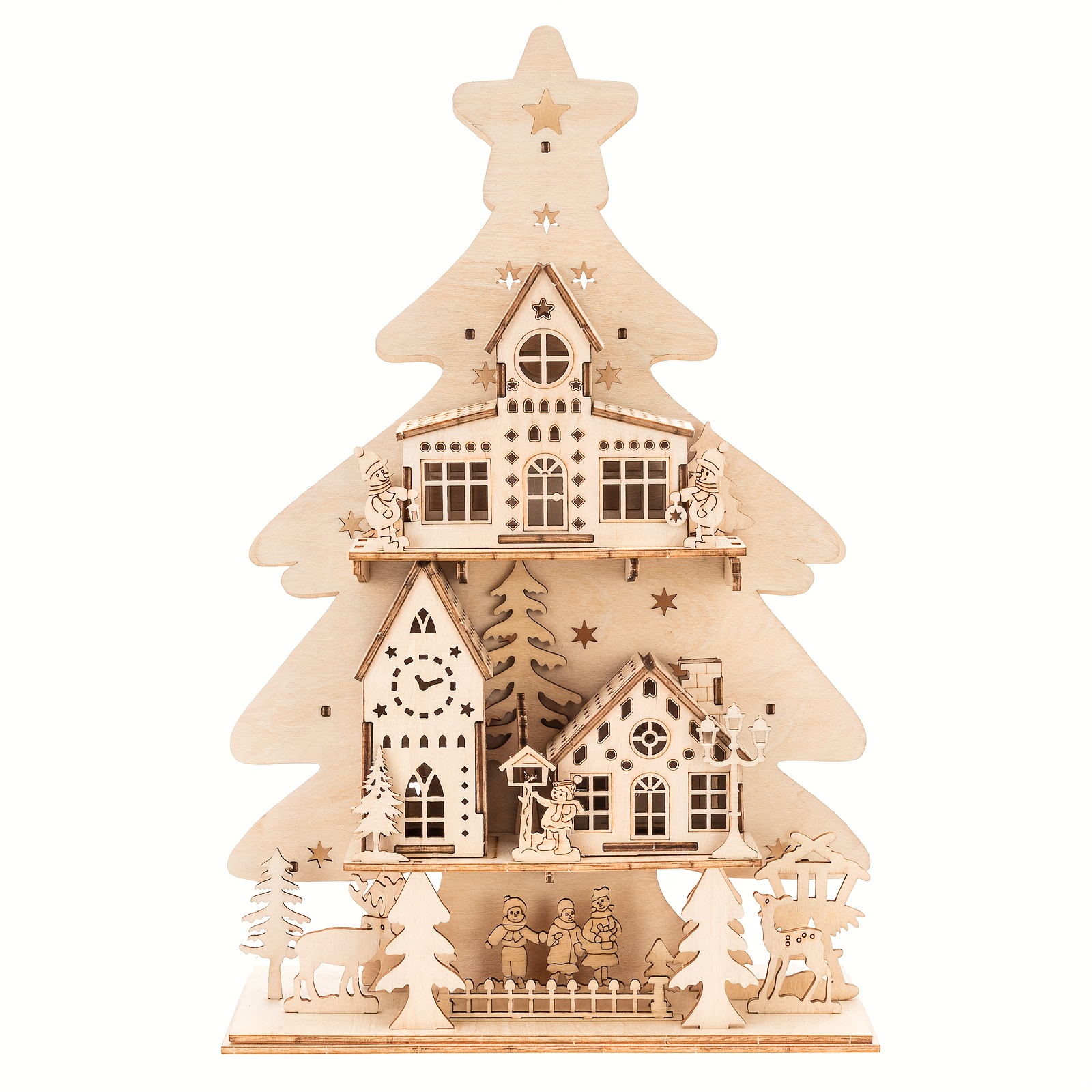 Image of 1 Premium Diy Christmas-themed Treehouse Ornament Model, 3d Puzzle, Suitable For Holiday Gifts And Stress- Challenges