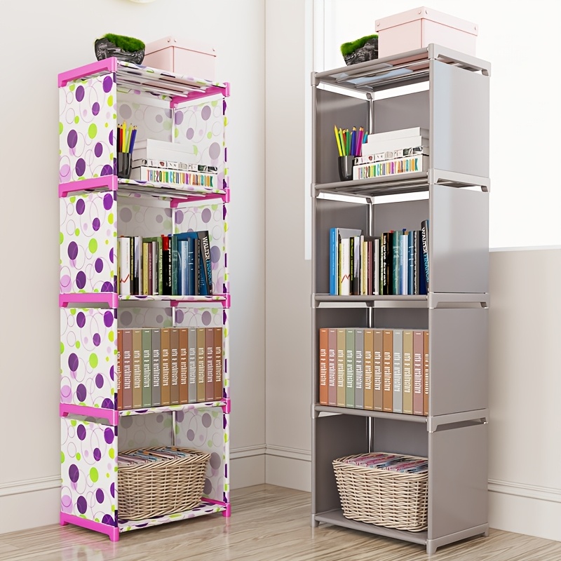 

Space-saving Multi-tier Metal Bookshelf - Easy , For Home Office, Dorms & Rental Housing - In Gray, White, Red, Blue, Black