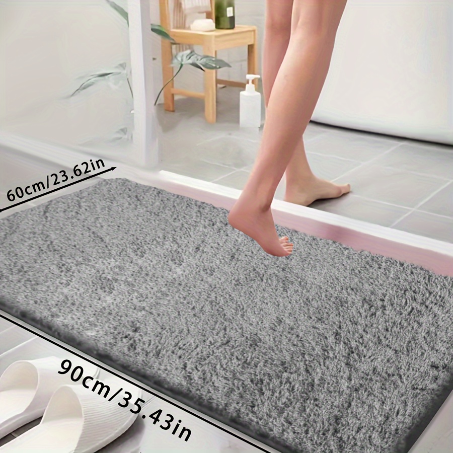 TEMU Tapis de baignoire Premium Fluffy , Tapis de salle de bain absorbant et antidérapant, Tapis confortable résistant à la décoloration, Accessoire