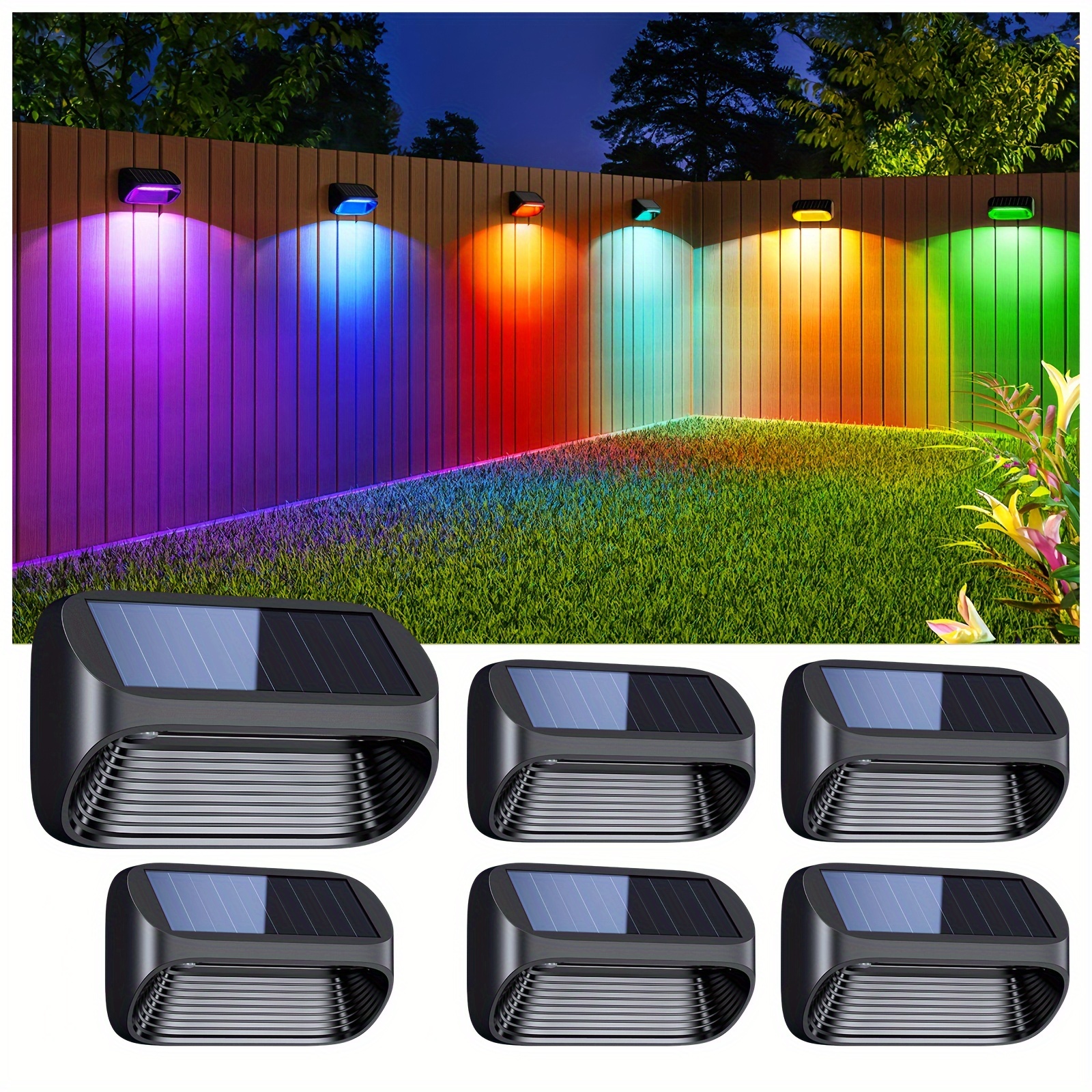 

6/ 12 Pack Solar Fence Lights, Lens Led Fence Lights Solar Power, Solar Wall Lights And Rgb Solar Lights For Deck, Fence, Patio