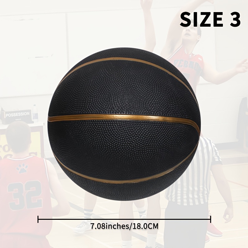 1pc, Black Rubber Basketball, Size 3/5/7, Indoor & Outdoor Competition Training Ball, Adult Sports Equipment, Team Sports Gear