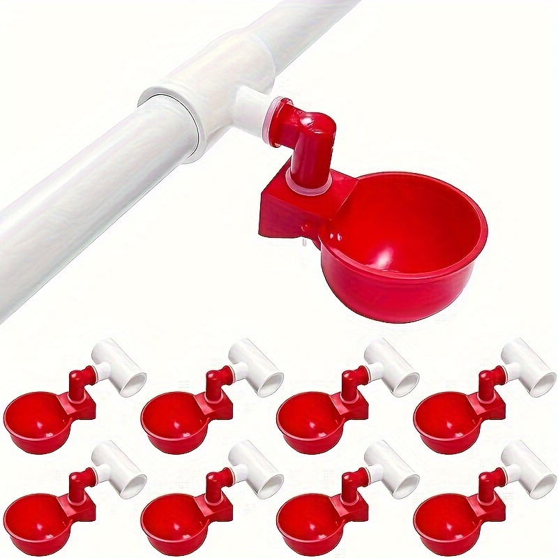 

Automatic Poultry Waterer Kit - 5/8/12pcs, Leak-proof Pvc Drinking Cups With Tee Connector For Chickens, Ducks, Quails & Turkeys