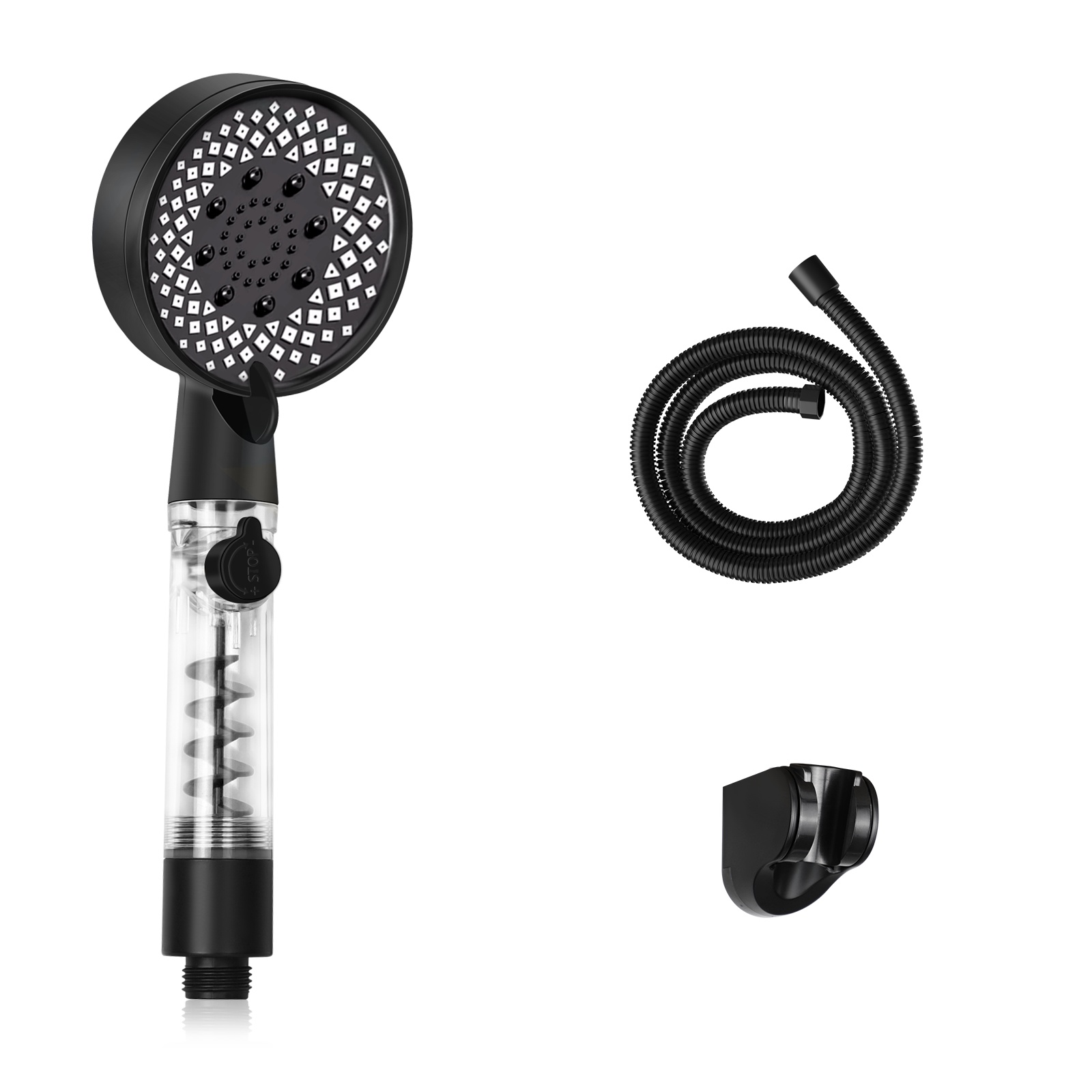 Shower Head, , Round, Handheld, Water- With 5 Spray , Hand Shower, High Pressure, With Button To Adjust Water Flow, Energy-efficient Shower With 1.5m Hose, Shower Holder, Bathroom,for Shower Use Only