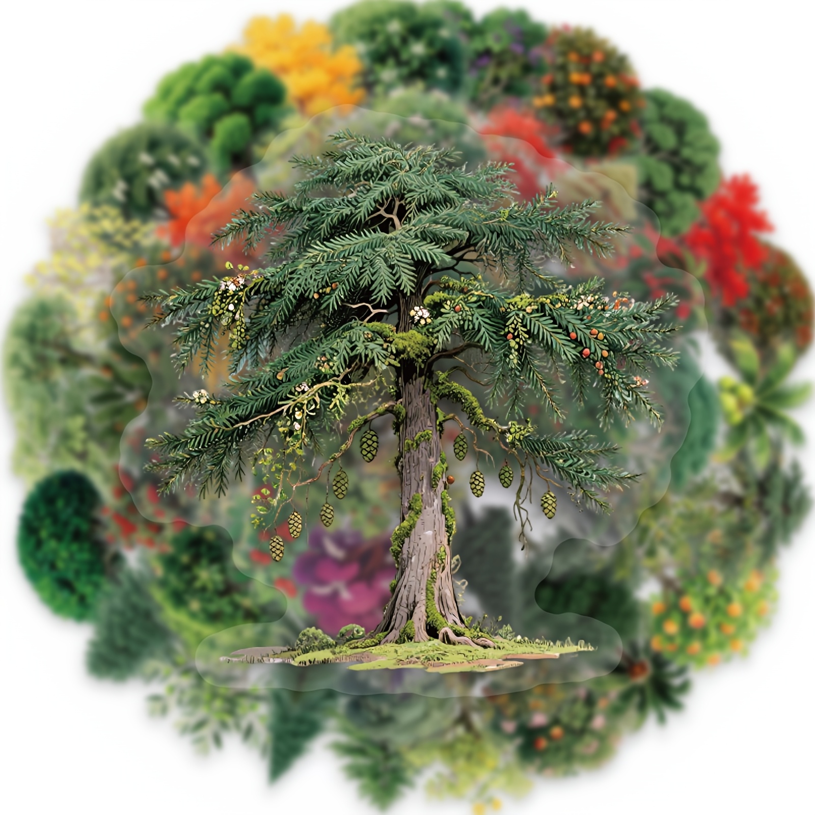 TEMU 56 autocollants de plantes et d'arbres magiques, décalcomanies de plantes mystiques, parfaits pour décorer les albums de scrapbooking, les