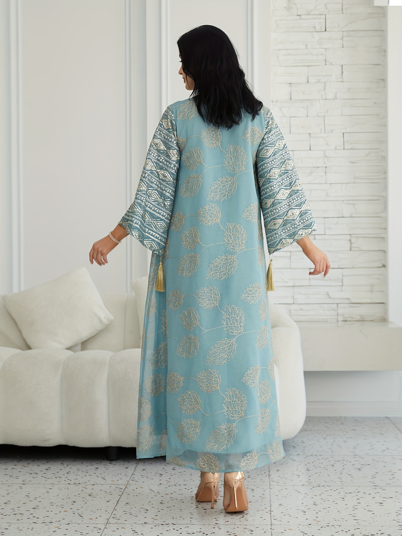 festival kaftan dress Handmade Athena Goddess Kaftan Dress in Teal – Tie Dye Maxi Dress with  Pockets, Resort Wear, Festival Look main image 1