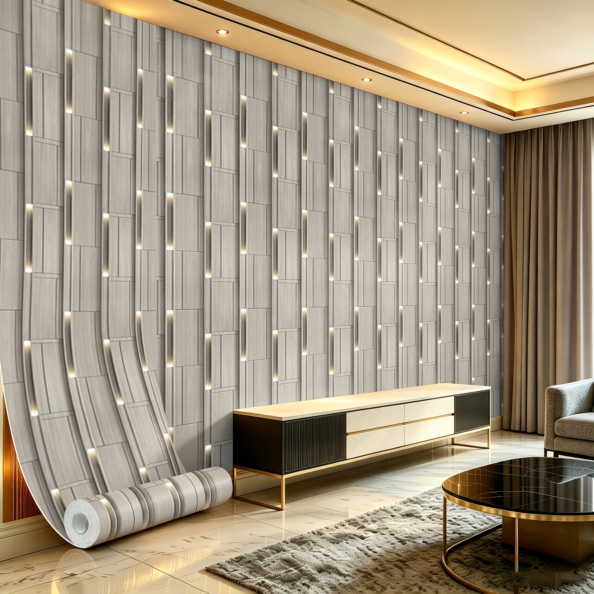 TEMU 1 Rolle 60 cm x 3 m selbstklebende Luxus-Holzmaserung-Wandpaneele, abziehen aufkleben, wasserdichte abnehmbare Wandaufkleber als Hintergrund,