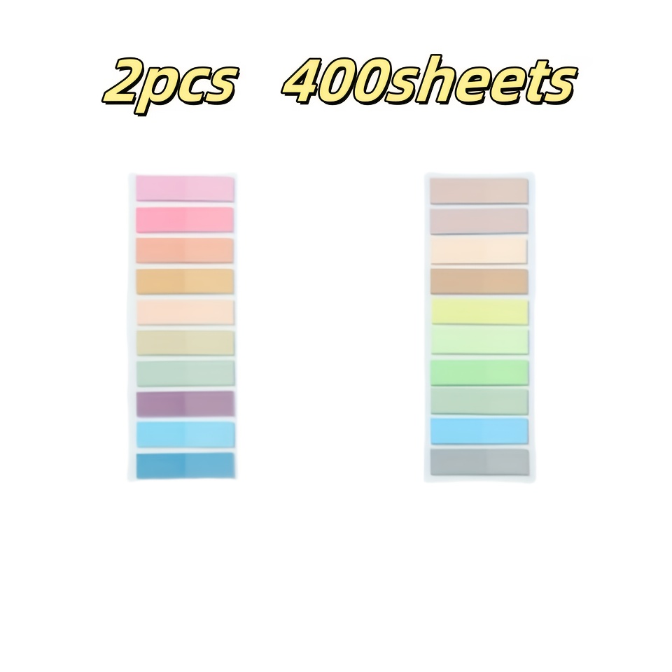 400 Colorful Sticky Notes: Reusable Bookmarks, Transparent Page Markers And Waterproof Index Tabs For Organizing Books, Notes, And Documents