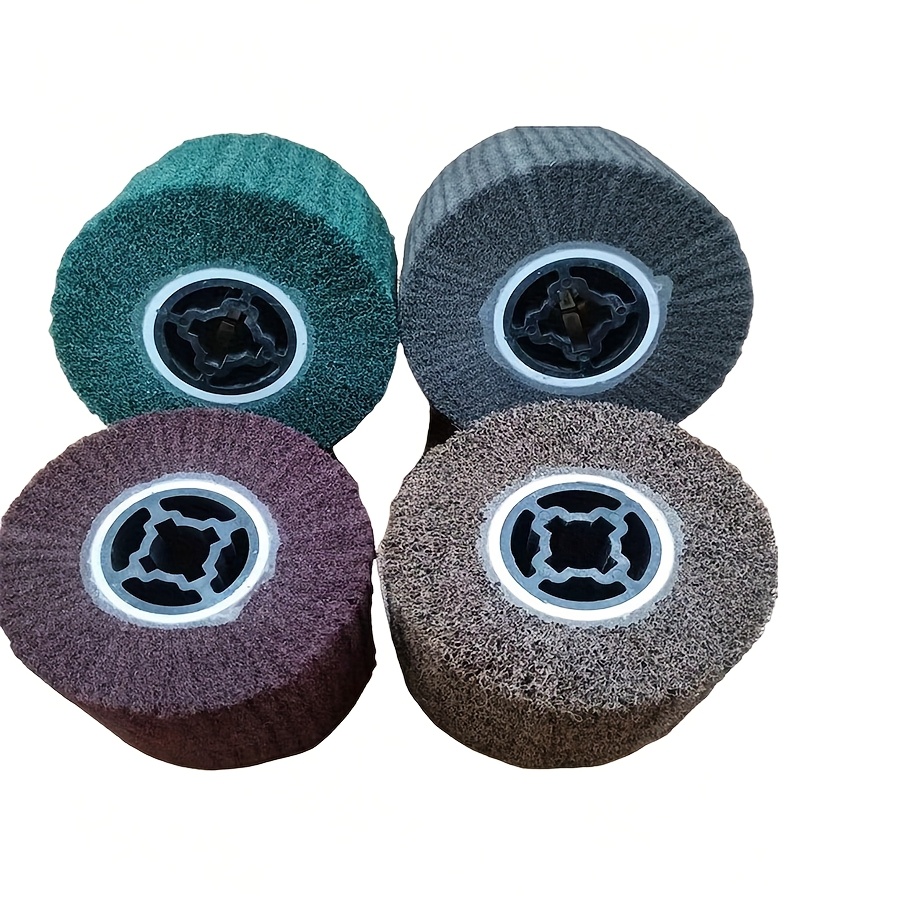 Image of 4pcs Non-woven Abrasive Polishing/brushing Wheel Set For Angle Grinder Accessories, Includes : 120#, 180#, 320#, 600# - Suitable For Stainless Steel, Aluminum, Copper, Iron, And Metal Surfaces