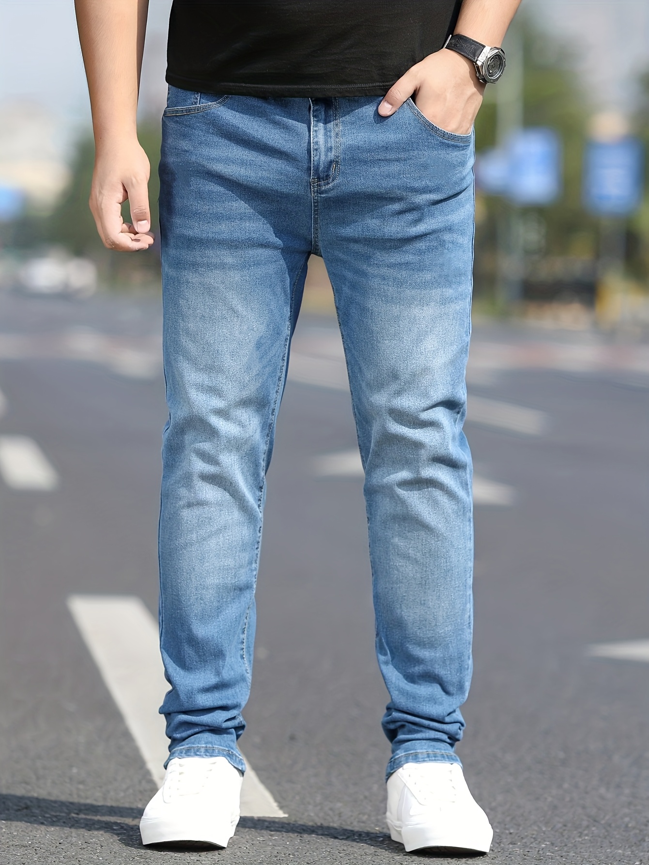 Men'S Blue Slim Fit Fashion Jeans