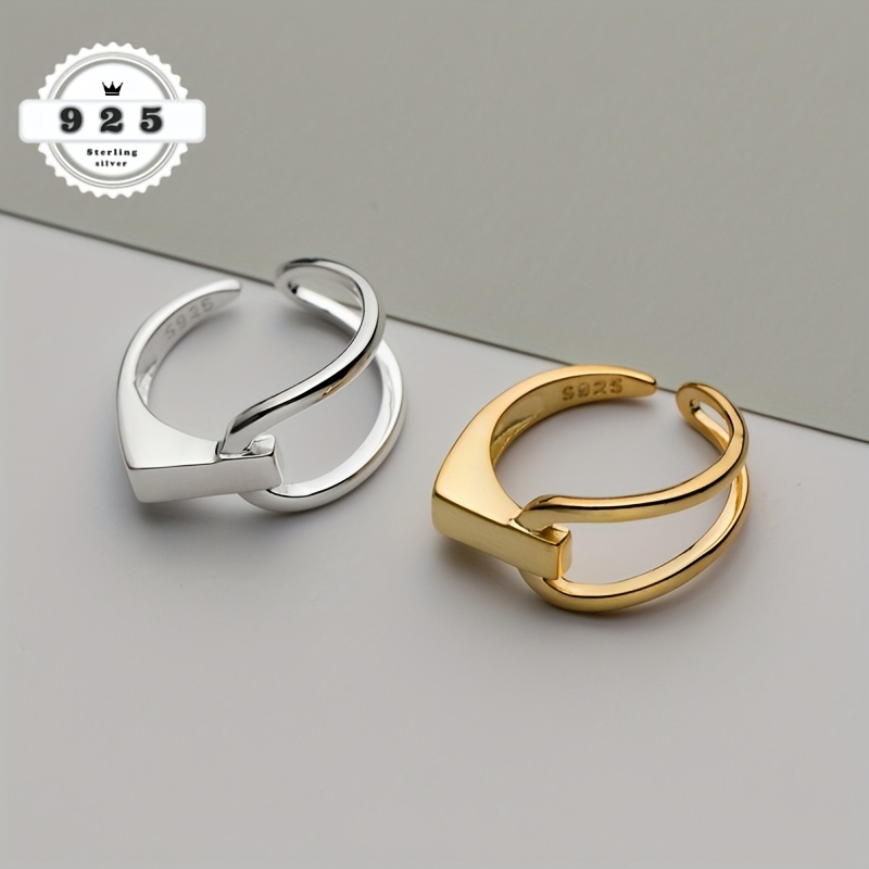Image of 925 Sterling Silver Simple Double-layer Line Ring Niche Design Hand Jewelry, Suitable For Daily Versatile Gifts, Dating, Birthdays, Valentine's Day, , Christmas, Halloween And Other Gifts