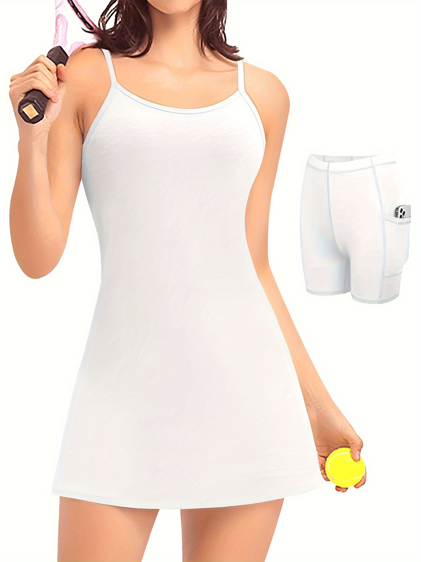 Women's Tennis Dress Workout Golf Dress Built in Bra Shorts - Temu