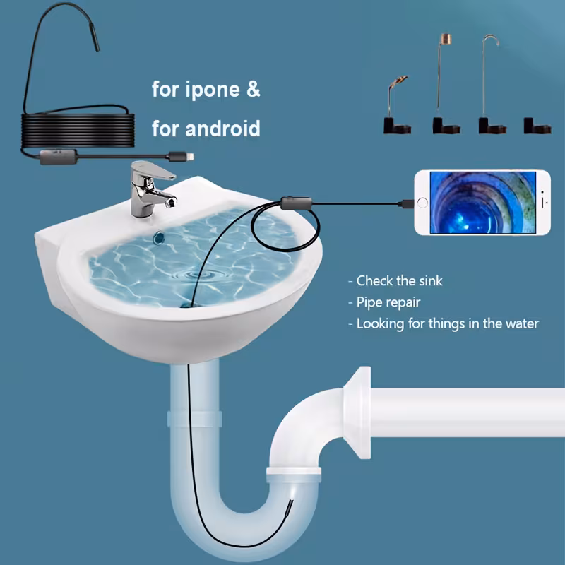 endoscope camera with light 1920p hd endoscope featuring 8 adjustable led lights ip67 waterproof semi rigid snake inspection camera compatible with for iphone and phones Product details 3