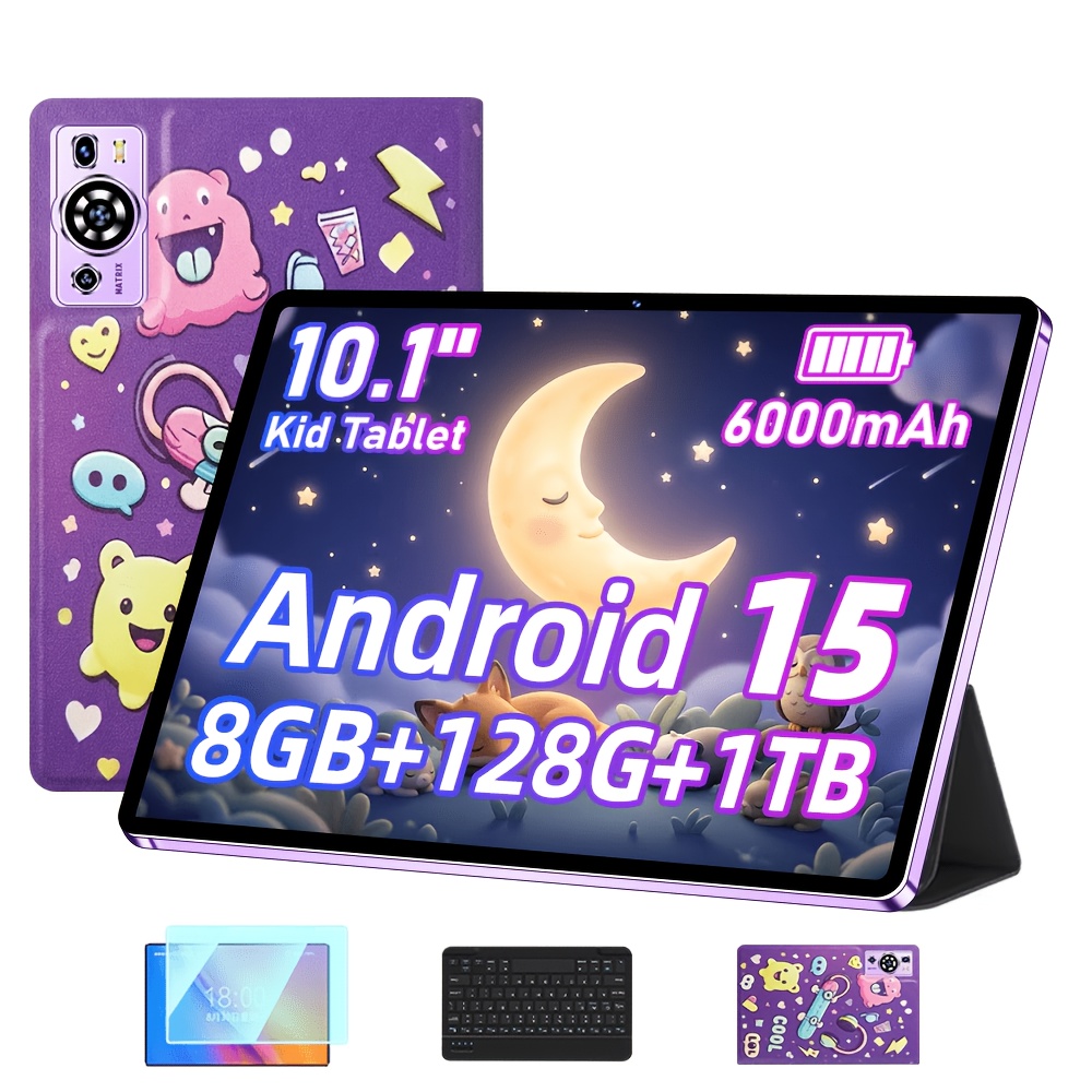Image of Uxd 10.1 Inch Kids Tablet, 15, 8gb +128gb Rom, Large Hd Display, 6000mah Long , , Supports Up To 1tb Expansion, With Keyboard, Mouse, Stylus And Charging Cable, Ideal For Education Learning
