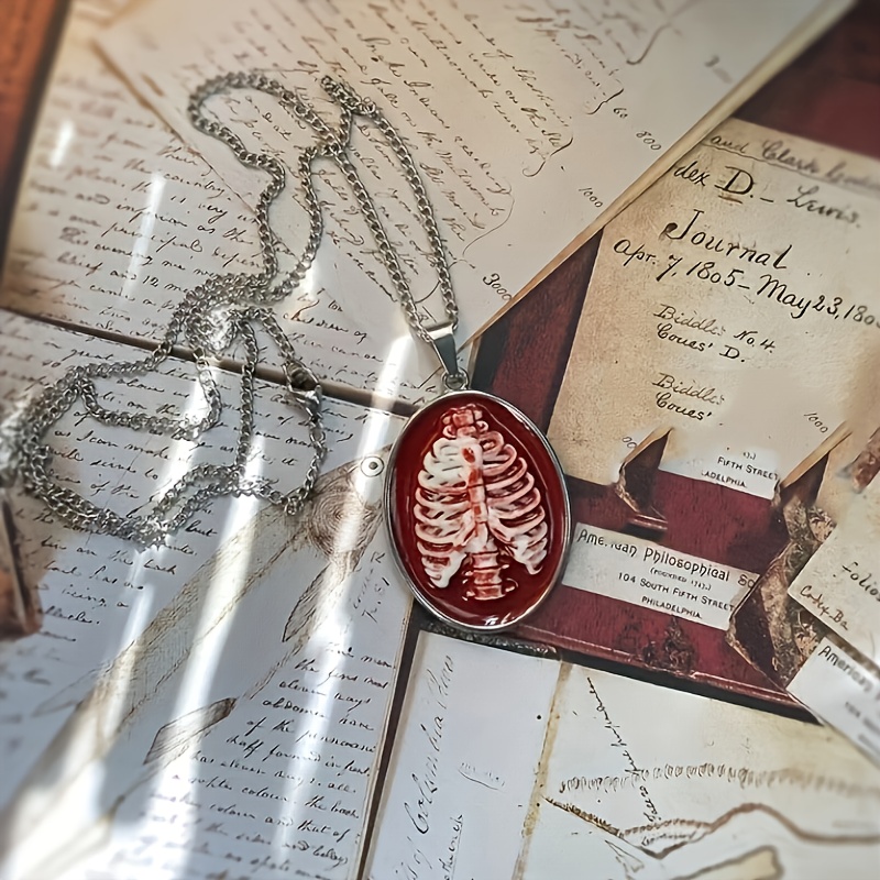 Rib Necklace Skeleton Pendant Dark Aesthetic Handmade Sweater Chain Niche