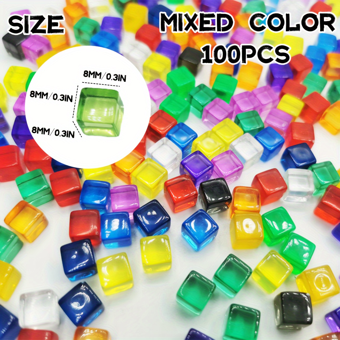 Image of Set Of 100pcs D&d Tabletop Game Tokens Fantasy Rpg Token, Erase Colorful Blank Cubes Perfect For Tabletop Rpgs