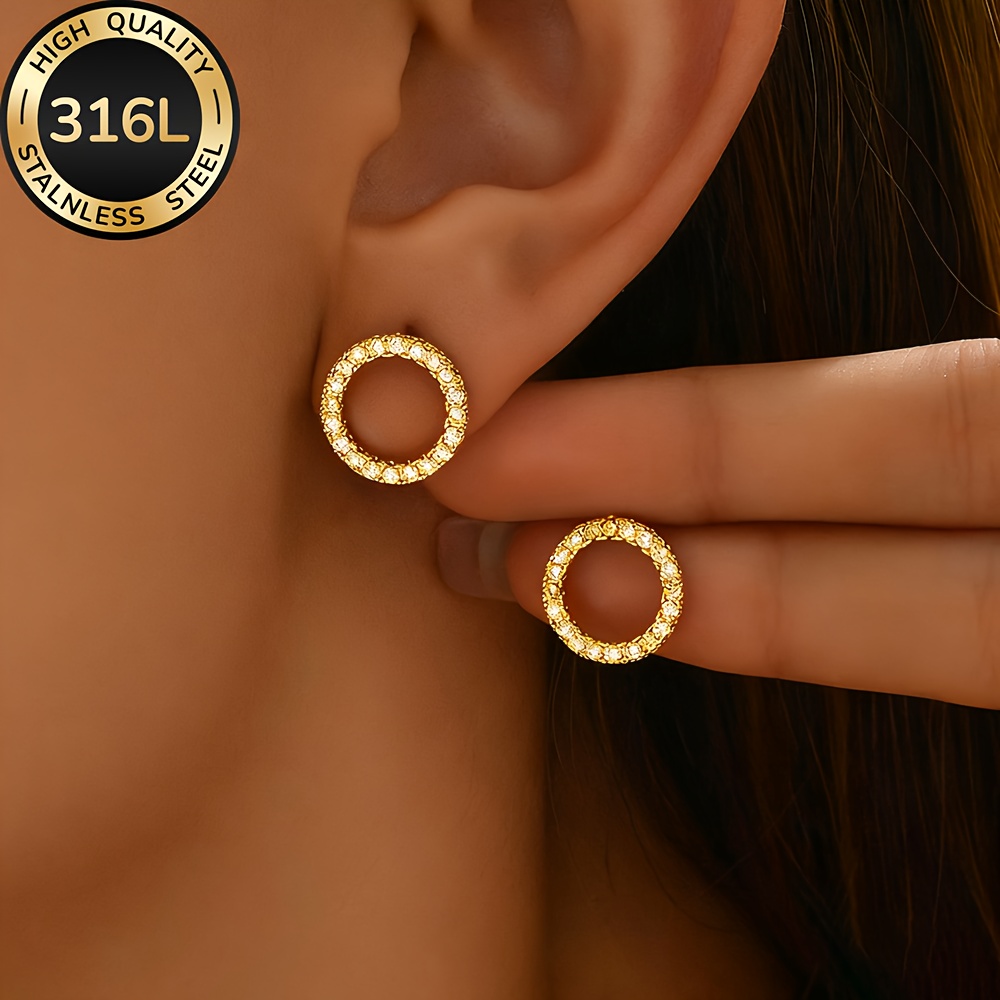 TEMU Aretes de Acero Inoxidable de Calidad, Hipoaergénicos, Dorados, Antidesvanecimiento, Sencillos y Elegantes, Aretes de Moda para Mujeres, Ideales