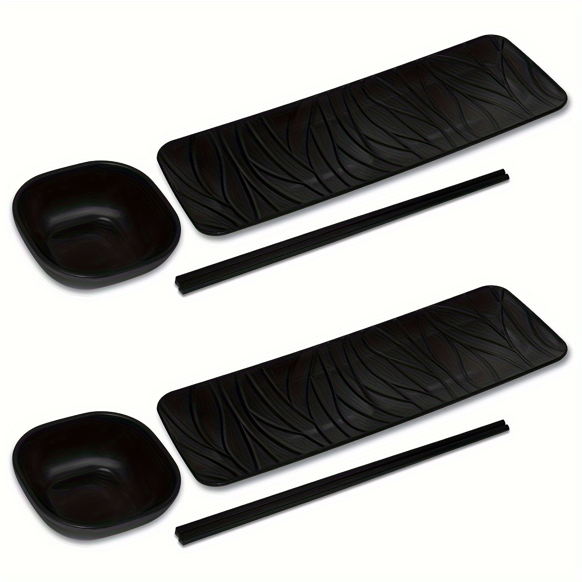 TEMU 6pcs Japanese Sushi & Dessert Set - Includes Plates, Chopsticks & Dipping Bowls For Home And Restaurant Use