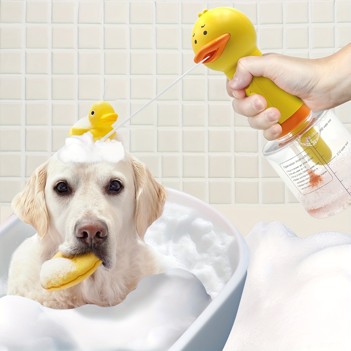 

Duck-shaped Pet Foaming Bath Dispenser, Intelligent 1:6 Ratio Foam Maker, Salon-level Spa Care, Gentle Skin-safe Bathing Tool, Multi-purpose Use For Dogs And Home Spa
