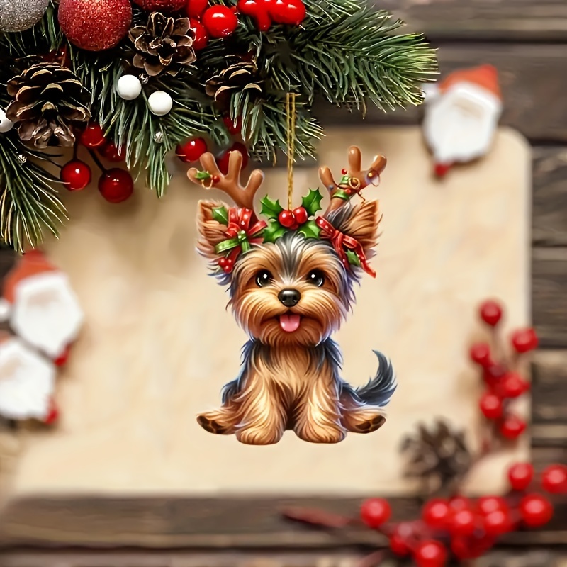 

Yorkshire Terrier Acrylic Christmas Ornament - 2d Flat Hanging Decor, Car Interiors & Keychains, Ideal Gift For Couples & Holidays