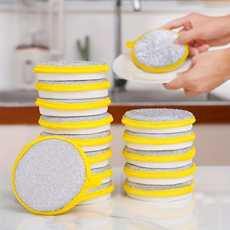 10 12pcs antibacterial kitchen scrub sponge set reusable and washable non scratch cleaning pads multipurpose dishwashing brushes with no electricity or battery needed for home use details 0