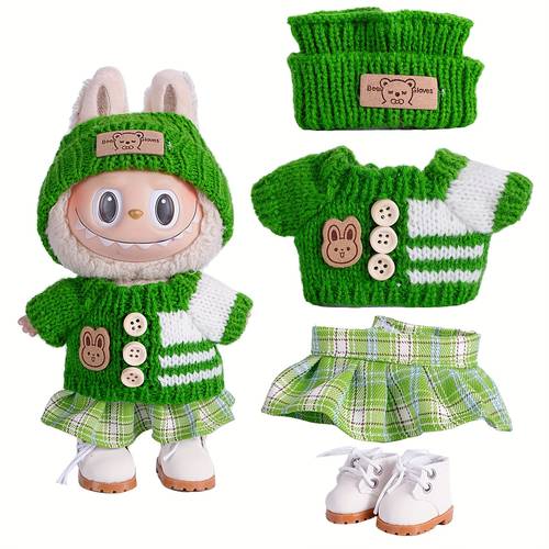 17cm doll clothes for with 3 outfits stylish fisherman hat sweaters pants or skirt set for 17cm dolls adorable accessories for play display not included shoes doll