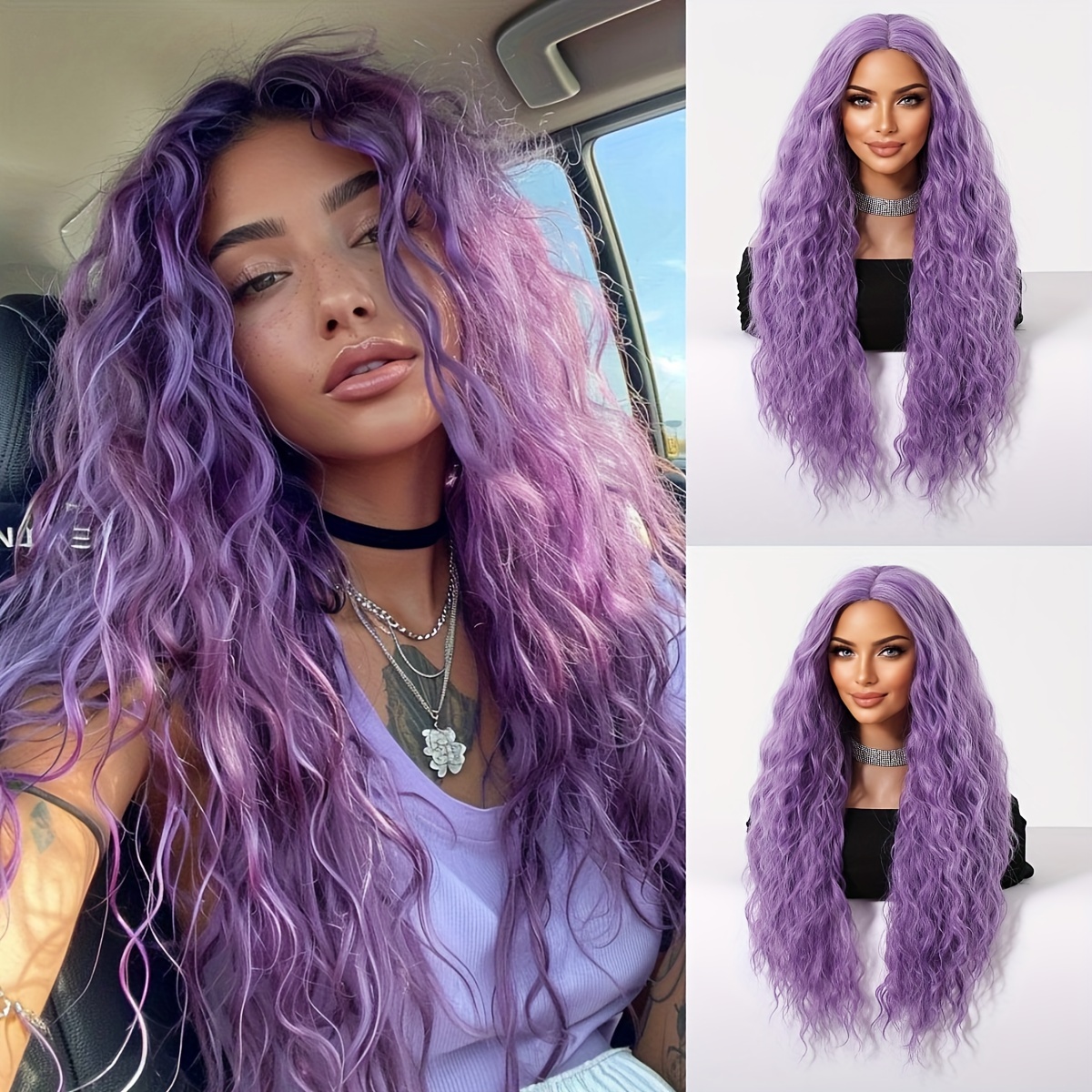 Wig Female Long Curly Hair Seamless Invisible Cover Type Wool Curly Wave Wig Set