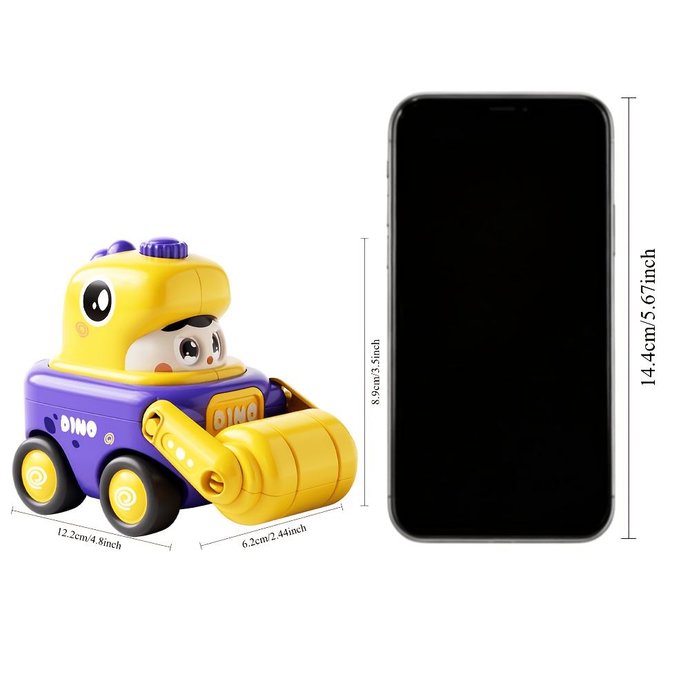 Press and Transform Sliding Dinosaur Engineering Vehicle Toy for Kids