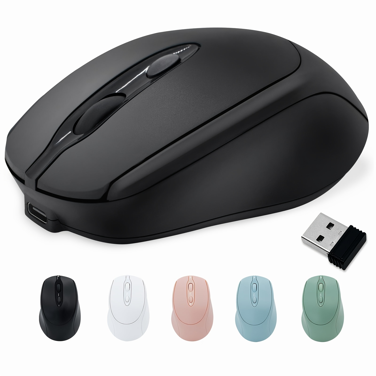 TEMU Ergonomic Wireless Mouse, 2.4g Optical Computer Mouse, Portable Wireless Mouse For Laptops, Pcs, , And Desktops