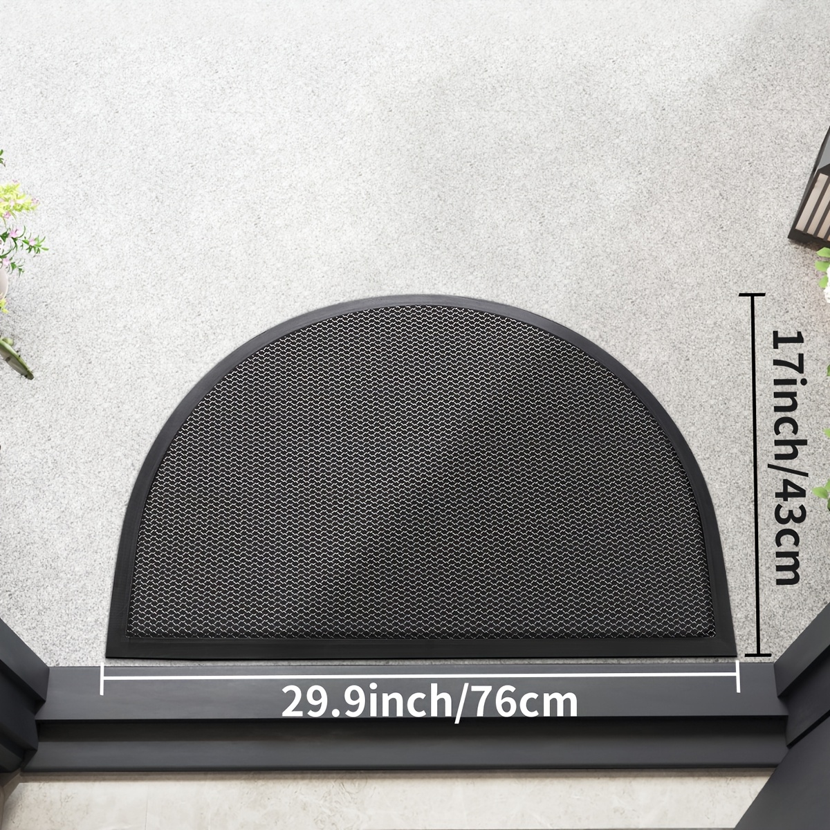 Image of Semi-circular Mesh Doormat, Dust Collector Entrance Floor Mat, Non-slip Quick-drying Outdoor Doormat, Front Door, Patio, Garage Scraper Mat, Easy To Clean