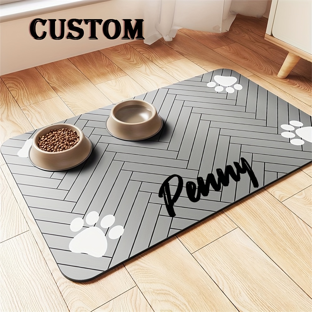 Customizable Quick-Pet Feeding Mat with Paw Print Design