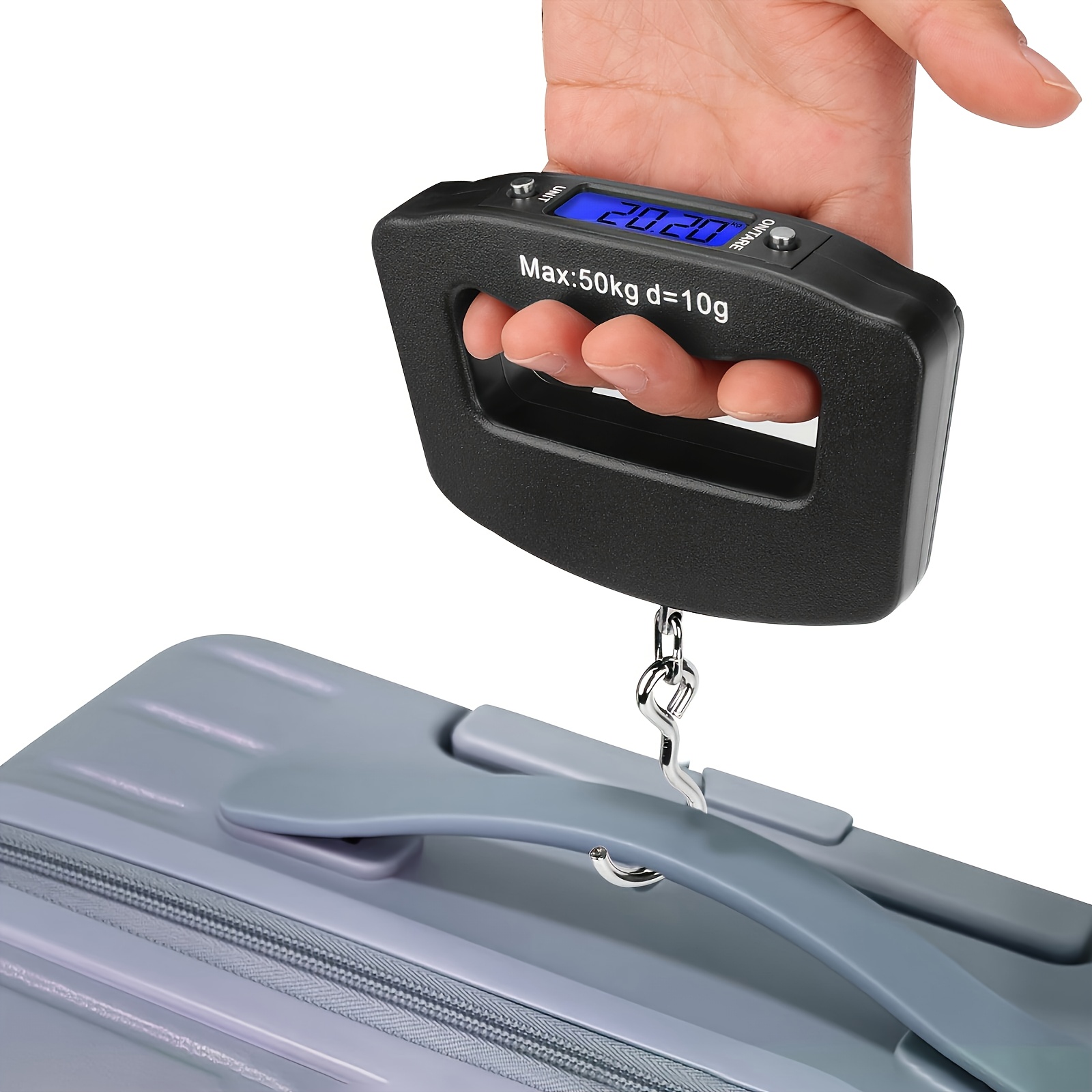 TEMU Precision Digital Handheld Luggage And Car Scale - Portable Hanging Scale With Backlit Lcd Display, 0.1/50kg/110lb Capacity, Mini Electronic
