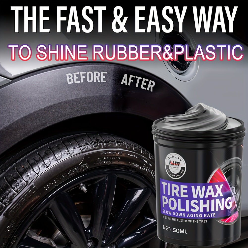 

Kjm Tire Wax Polish 150ml With Applicator Sponge - Restores And Renews Faded Tires, Rubber And Plastic Parts - Hydrophobic Water Beading Protection For Lasting Shine