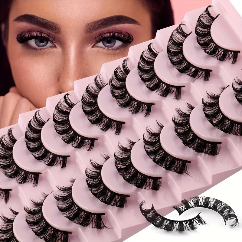 

10 Pairs Fluffy 8d Faux Mink False Eyelashes - Reusable Dd Strip Lashes With Mascara Effect For Extended & Natural Look, Unscented Pair Form
