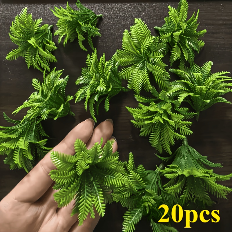 TEMU 20pcs Of Artificial Mini Plastic Plants - Realistic Simulation Of Coconut Leaves And Small Grass, Suitable For Potted Decoration, Garden