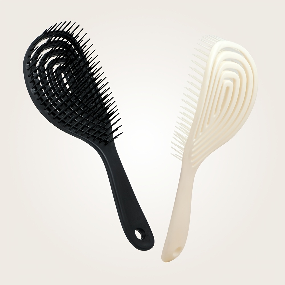 TEMU 1pc Kh Anti-static Detangling Hairbrush With Scalp Massager - Portable Suitable For Normal Hair, Nylon Bristles & Hollow For Braids/detangling,