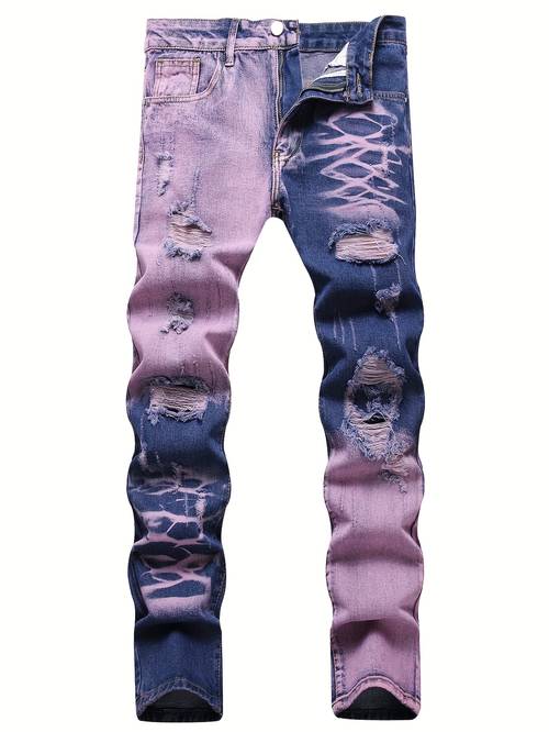 heren blauw- ripped trendy straight-leg jeans uit en amerika