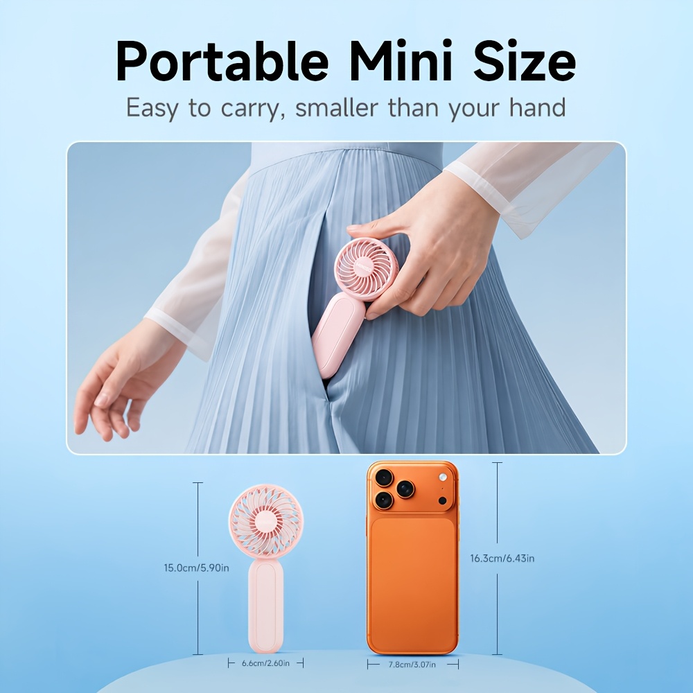 rechargeable battery handheld fan with carabiner clip desktop and personal use for outdoor travel camping hiking makeup gifts for girlfriend or boyfriend Product details 4