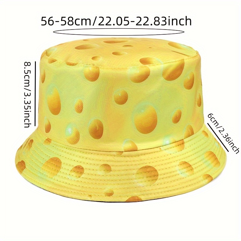 cute funny creative trendy bucket hat yellow cheese style - Temu display picture 1