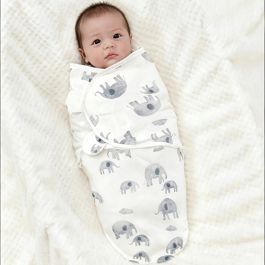 1pc Baby Swaddle Blanket, Adhesive Design 100% Polyester Fiber Material Soft And Skin-Friendly, Suitable for 0-2 Year Olds, Newborn Essential