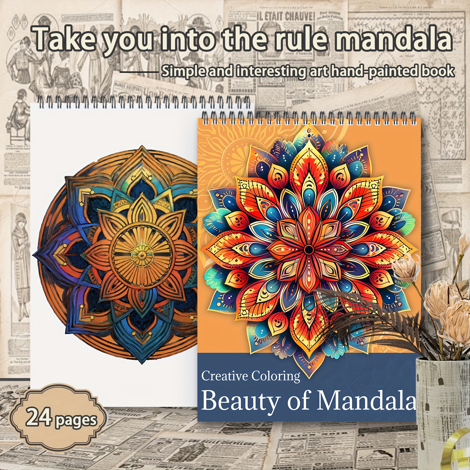 

Upgraded Thickened 24-page Mandala Coloring Book - 11.2x8.3in, Vibrant Hand- Designs, Ideal For Home, Campus, Outdoor Parties & Holidays, Perfect Gift , Family & Art Enthusiasts